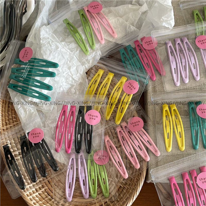 Cute color base oil pea BB clip suit broken hair bangs clip new basic face wash makeup hairpin side clip