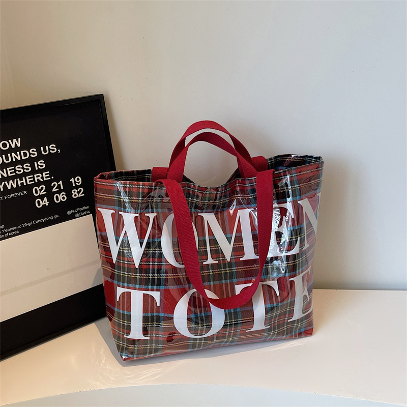 クロスボーダー起爆杜邦紙アルファベットトートバッグ2025新作透明シンプル大容量ハンドバッグレトロ女性カバン