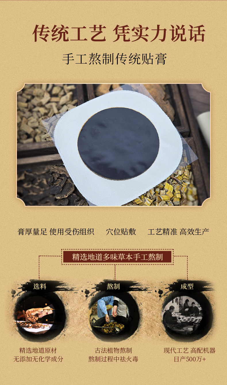 Lao Hei Gao Black Herbal Plaster Patch 14x14cm PU Film Body Application in use