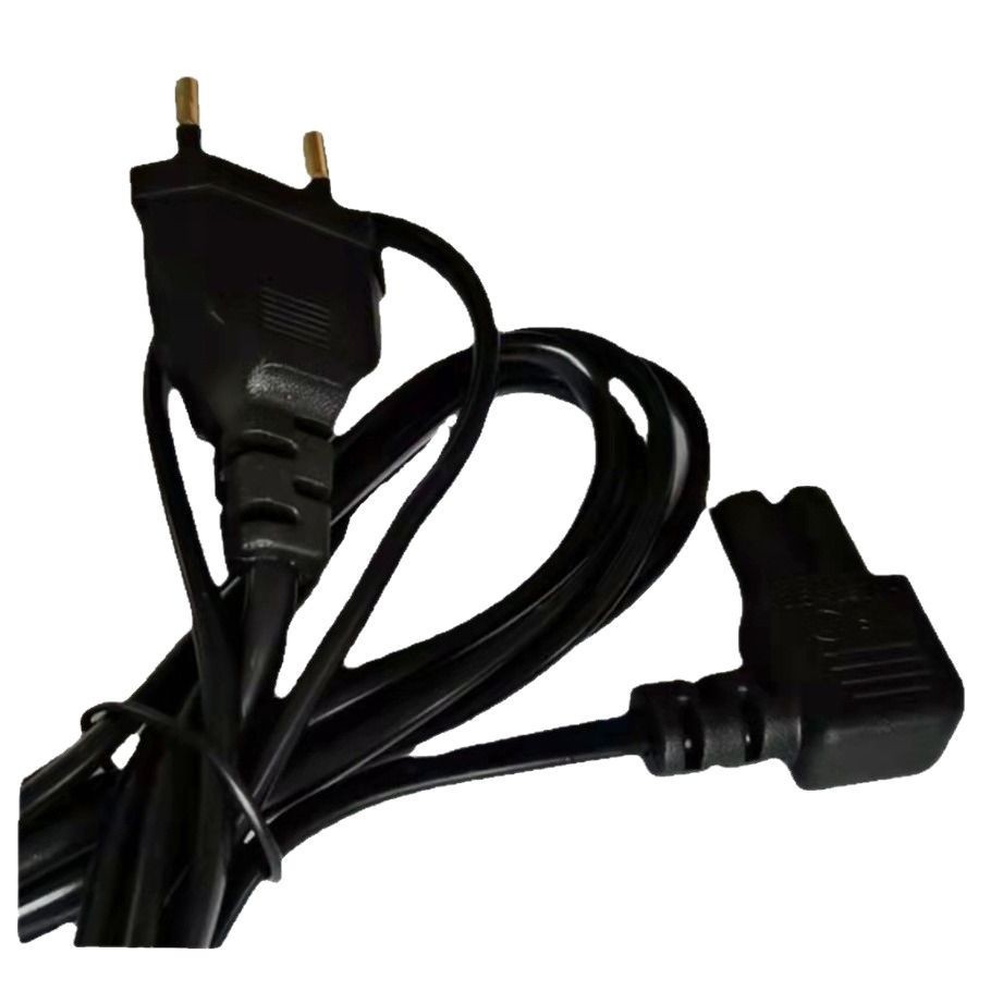 欧标摄影棚电源线1.2米2*0.3平 欧规弯头八字尾插头线 90度八字尾