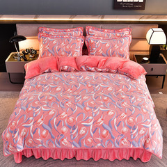 秋冬牛奶絨單被套珊瑚絨印花法蘭絨床單四件套禮品批發