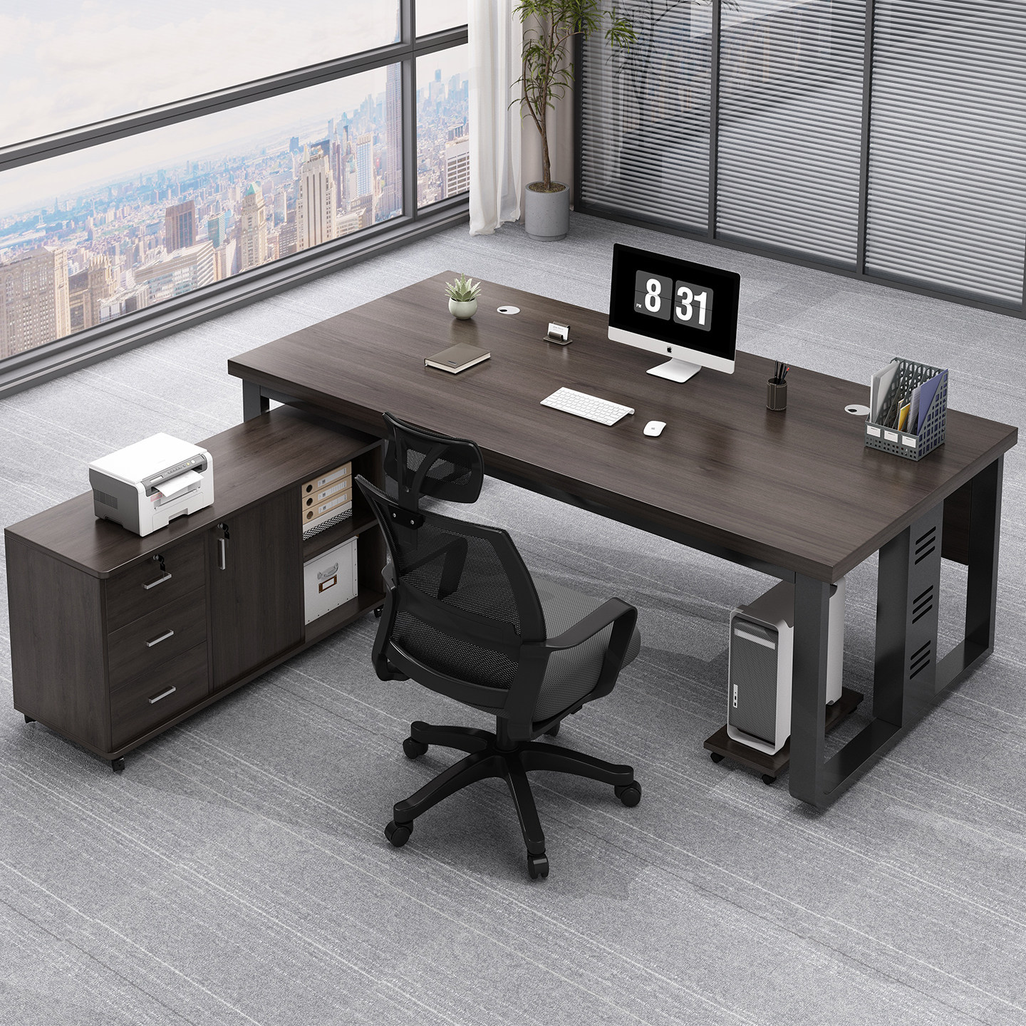 Escritorio para jefe, combinación de escritorio y silla de oficina, escritorio de oficina para una sola persona, escritorio financiero moderno y sencillo, escritorio para presidente, escritorio para gerente