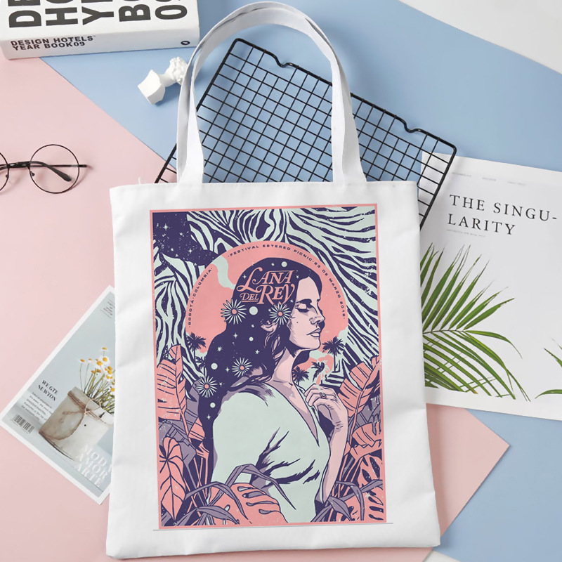 Comercio exterior transfronterizo Lana Del Rey impresa bolsa de lona Harajuku bolsa de hombro de moda estudiante bolsa de compras portátil