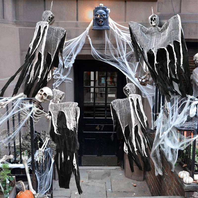 Decoración de Halloween props calavera gaza colgar bar fantasma puerta de la casa embrujada calavera colgar colgante