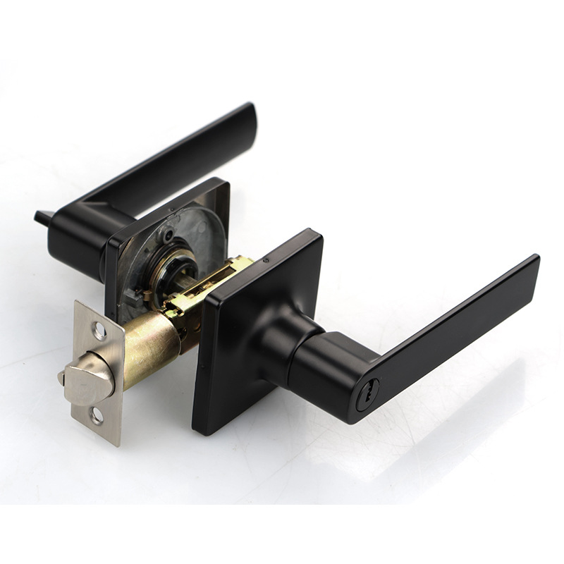 Personalizada aleación de zinc de tres barras cerradura de mano cerradura cuadrada cerradura de baño cerradura de canal cerradura americana de tres barras cerradura interior cerradura de mango de puerta de madera