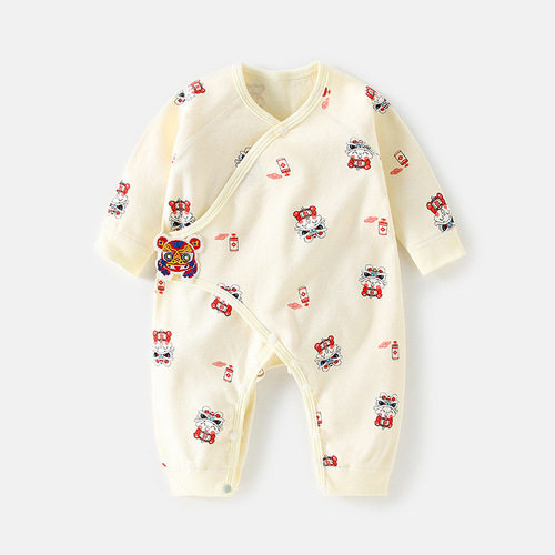 Baby jumpsuit pure cotton long-sleeved newborn clothes for full-month female and male babies boneless rompers spring and autumn styles