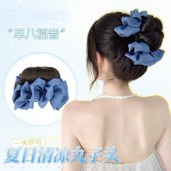 女性用ボールヘッドウィッグサークル、ハイタイクリップ、花のつぼみヘアアクセサリー、後頭部をシミュレートする多用途ヘアアーティファクトウィッグバッグ