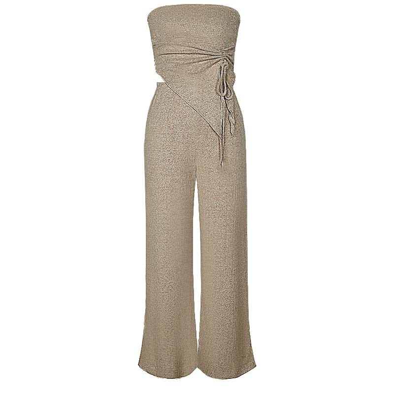 Completo pantalone donna estivo elegante top a coste con nodo_voghion.com