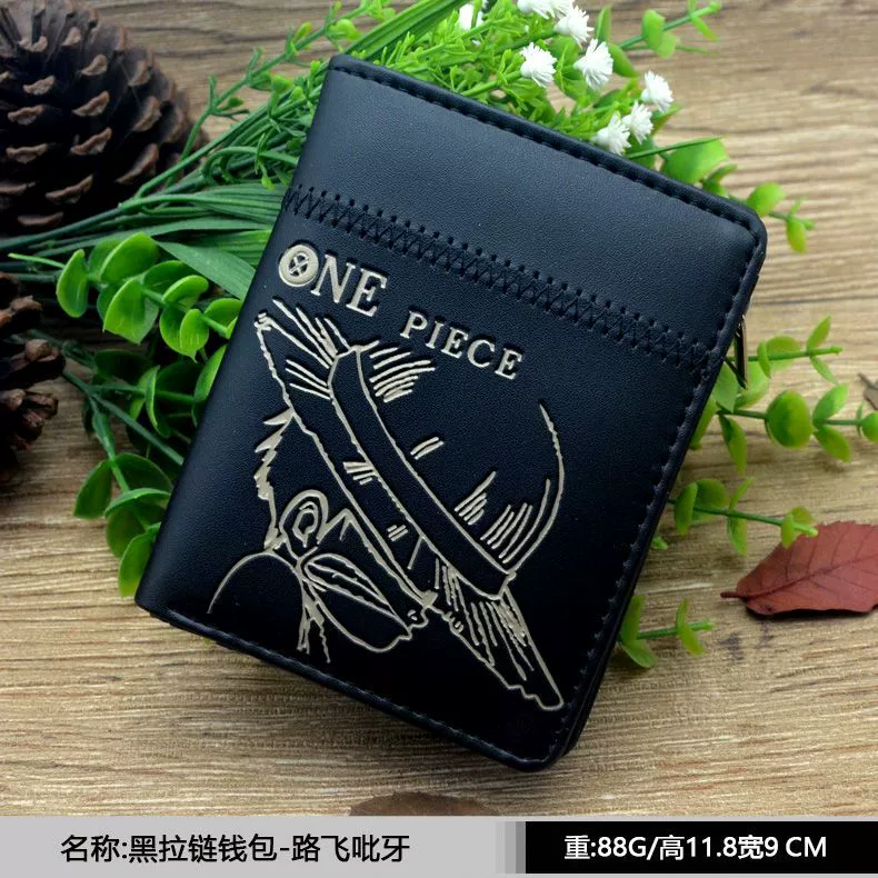 Zipper coin purse (anime style) black, card holder wallet, lightweight 0.099 kg
