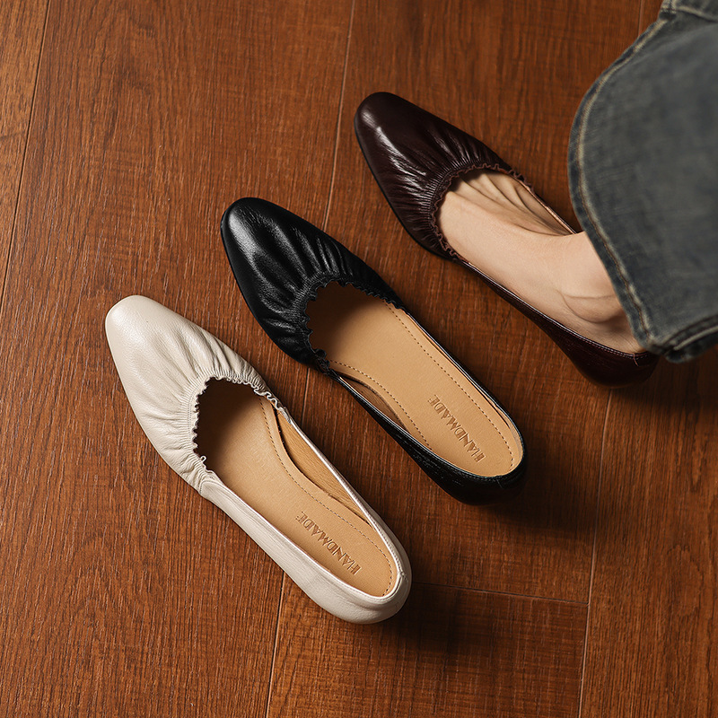 4.5cm Mid-Heel Round-Toe Soft-Soled Shallow-Mouth Genuine Leather Shoes, 2026 Autumn New Style Soft Sheepskin Height-Increasing Granny Shoes 4.5cm Mid-Heel Round-Toe Soft-Soled Shallow-Mouth Genuine Leather Shoes, 2026 Autumn New Style Soft Sheepskin Height-Increasing Granny Shoes