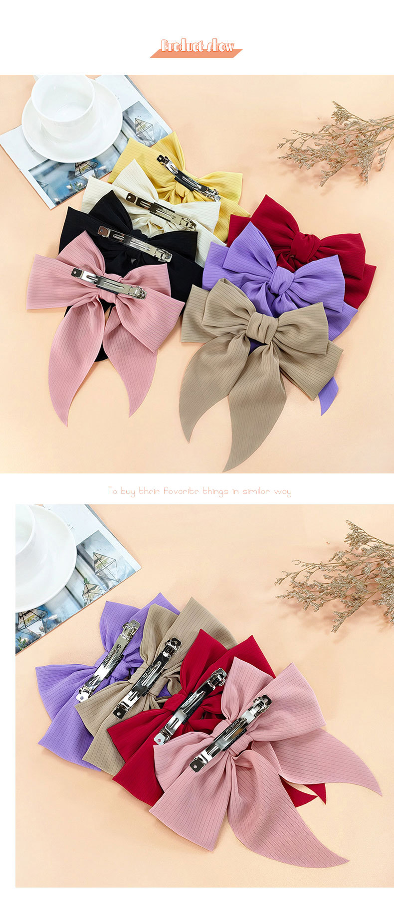 Korean Bow Hairpin Chiffon Double Spring Clip Fashion Hairclip display picture 1