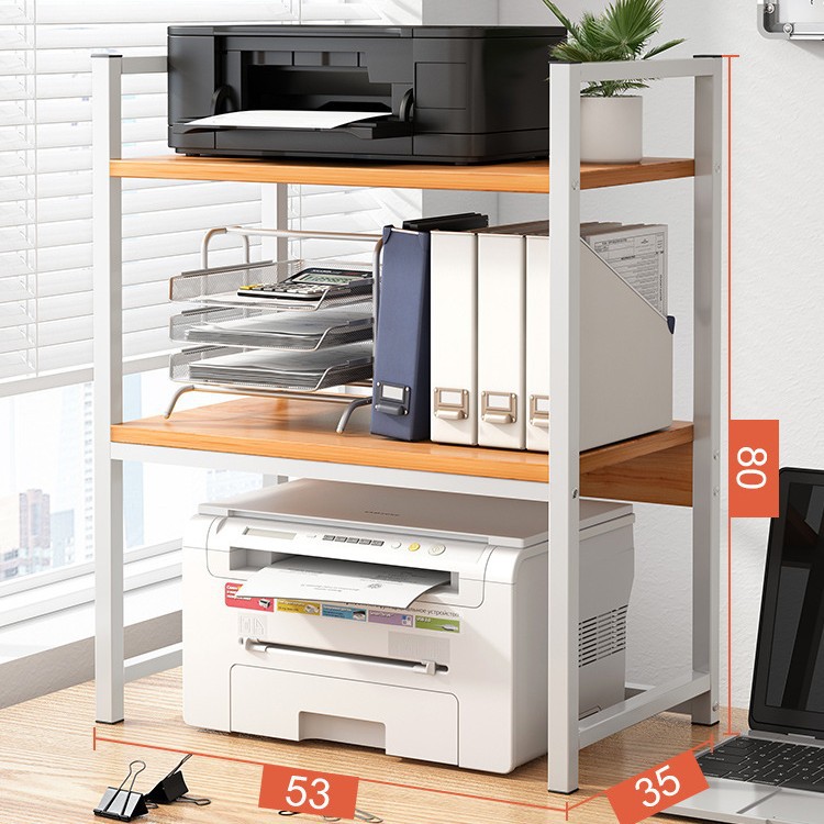 [H형 높이] 3 개의 레이어 53x35x80-고대 오크 + 흰색 프레임