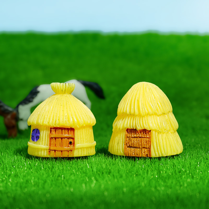 Pequeña pecera, decoración de paisaje, musgo, micropaisaje, resina decorativa, linda casa de paja, casa de campo, mini casa de paja
