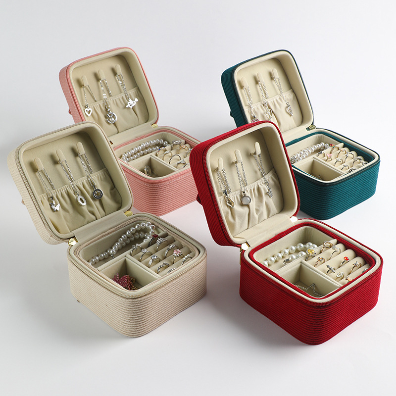 Caja de joyería portátil de melee de alta calidad, bolsa de maquillaje de viaje de gran capacidad, joyería lápiz labial, caja de almacenamiento con cremallera portátil