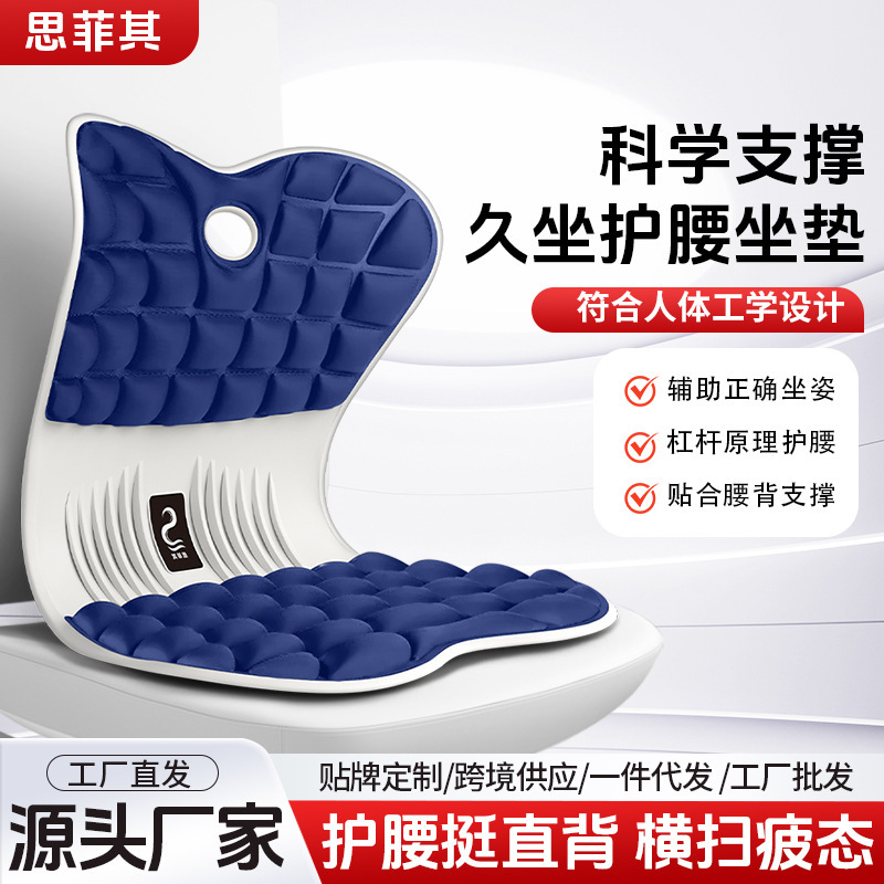 Sifeiqi Lumbar Support Cushion for Office, Long Sitting Spine Protector, Posture Correction Anti-Hunchback Integrated Backrest Correction Office Chair