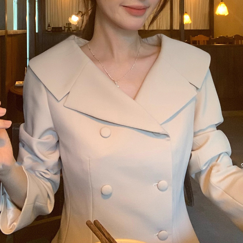 法式简约 高干女主~韩版气质收腰显瘦双排扣西装外套2025夏季新款|undefined