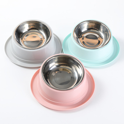 Wholesale New Macaron Color 15-degree Tilted Stainless Steel Dog Bowl for Protecting Spine, Cat Dining Utensil, Pet Supplies