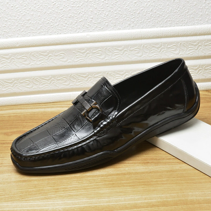 2023 Новая повседневная мужская обувь, обувь из мягкой воловьей кожи, Мужская низкая дышащая ступенчатая обувь Bean оптом