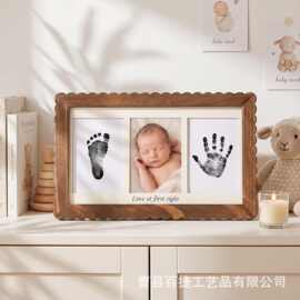 跨境宠物手足印相框婴儿印泥宝宝脚印diy中空周岁纪念相框批发