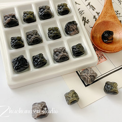 【醒獅】銀曜石天然獅子頭手工雕刻手持串珠DIY手鍊材料配件