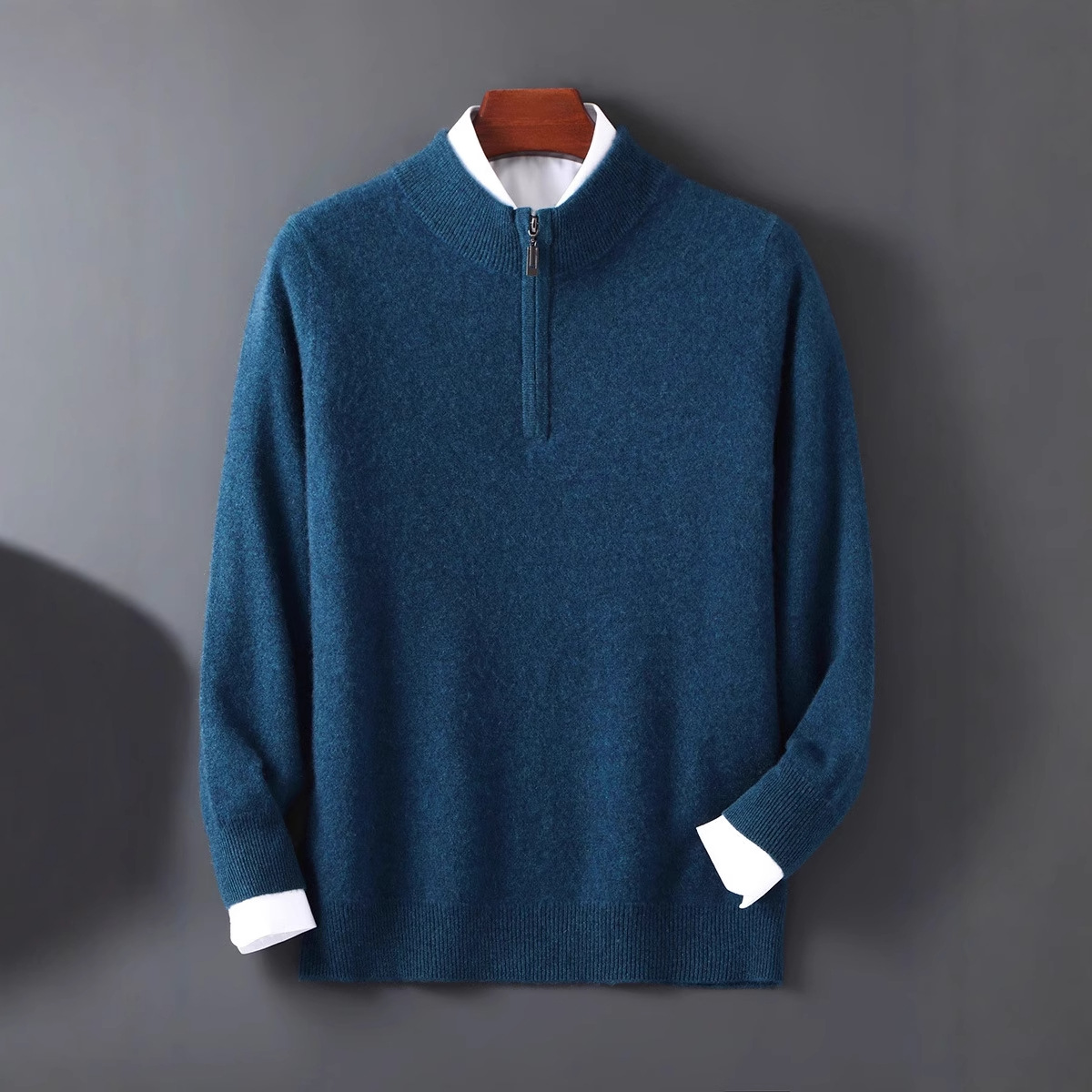 12针半高领拉链毛衣 基础百搭款式 男士通勤针织秋冬新款保暖内搭