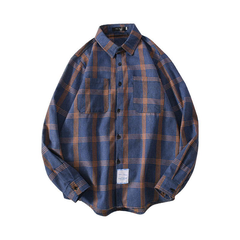 Primavera Nueva camisa de estilo de Hong Kong camisa de manga larga a cuadros de los hombres chaqueta de solapa coreana ropa de hombre al por mayor