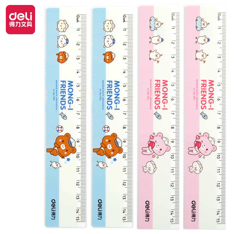 Getwell 71973 Ruler Cartoon Transparent 15CM with Wave Line Measuring Scale Student Office Stationery Drawing Ruler