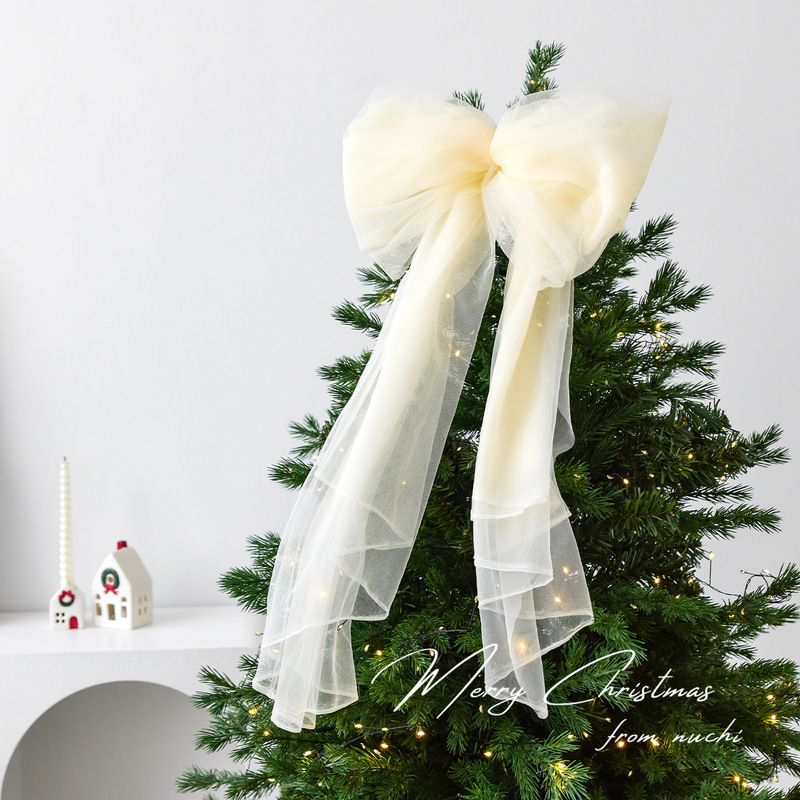 クロスボーダー新しいクリスマス装飾雪ガーゼリボンクリスマスツリー装飾ペンダントウィンドウディスプレイシーン布|undefined