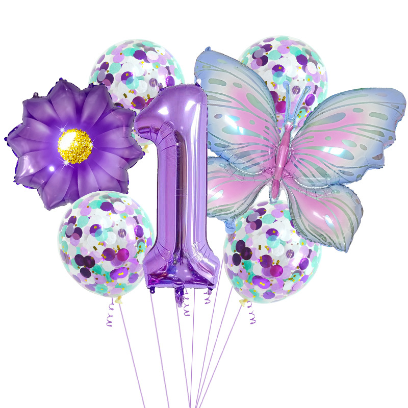 Casual Cute Flower Butterfly Aluminum Film Birthday Festival Balloons display picture 6