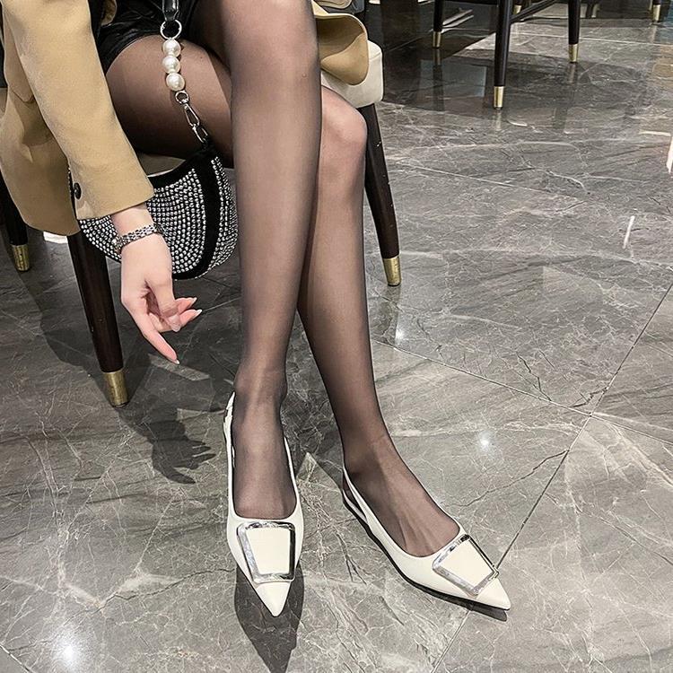 Fairy French style Baotou sandals for women 2024 new spring/summer square buckle pointed sandals, simple and elegant_voghion.com