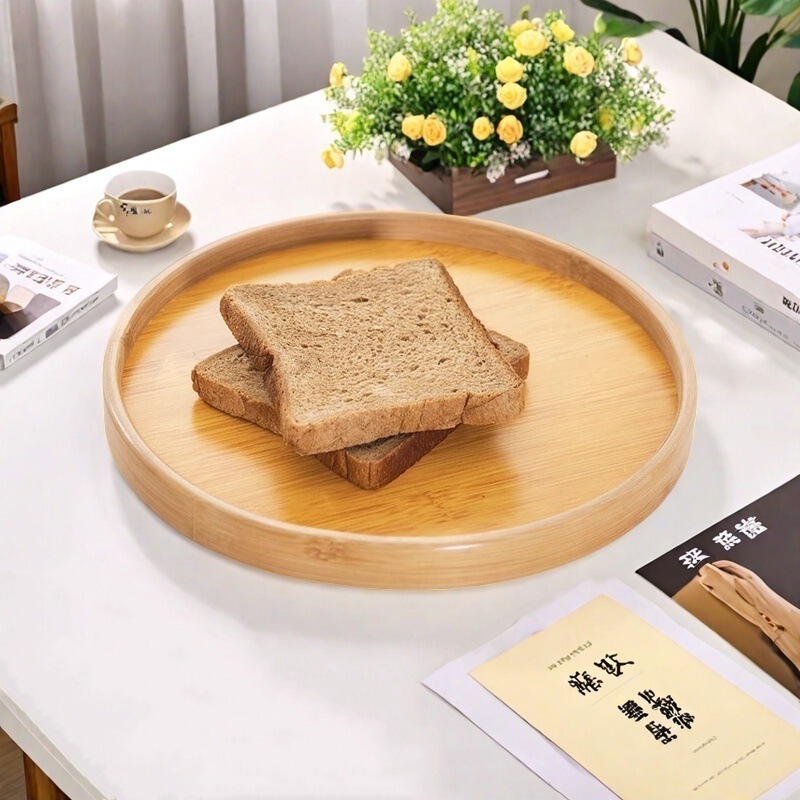 Simple Modern Exquisite Plate for Bread, Breakfast Round Tea Cup Storage Tray, Ins Living Room Coffee Table