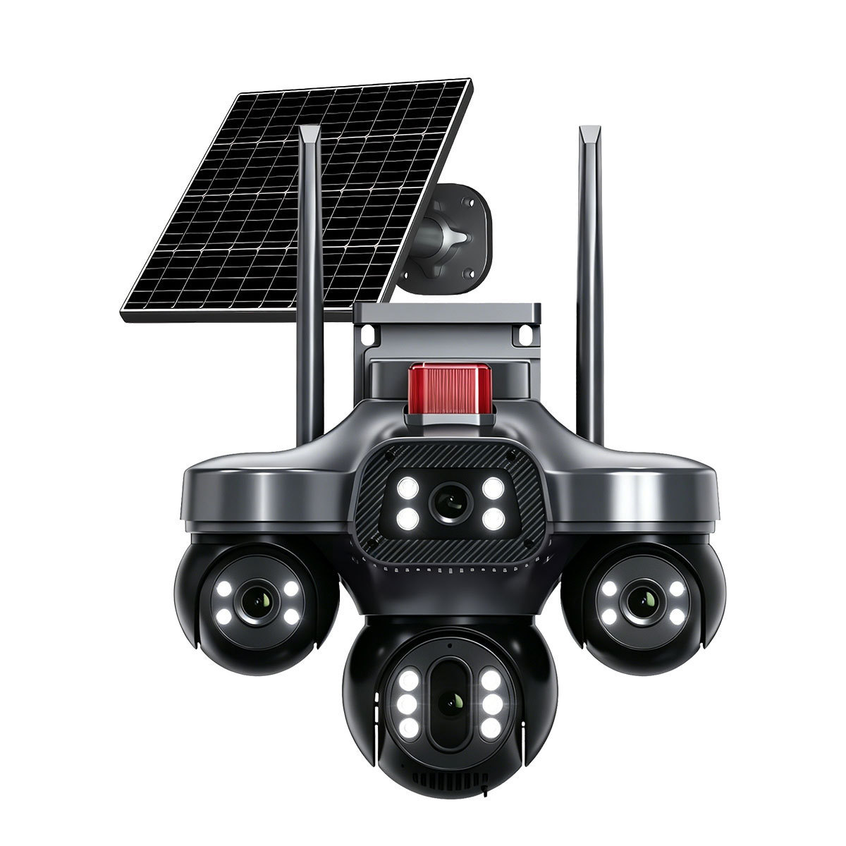 V380 solar-powered surveillance camera, triple lens, night vision