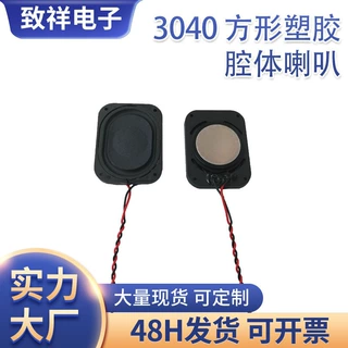 工厂供应3040mm塑胶喇叭4欧3W方形2P带端子线腔体音箱喇叭配件