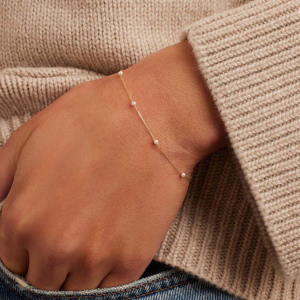 1 Piece 925 Sterling Silver Geometric Solid Color Pearl Bracelets display picture 3
