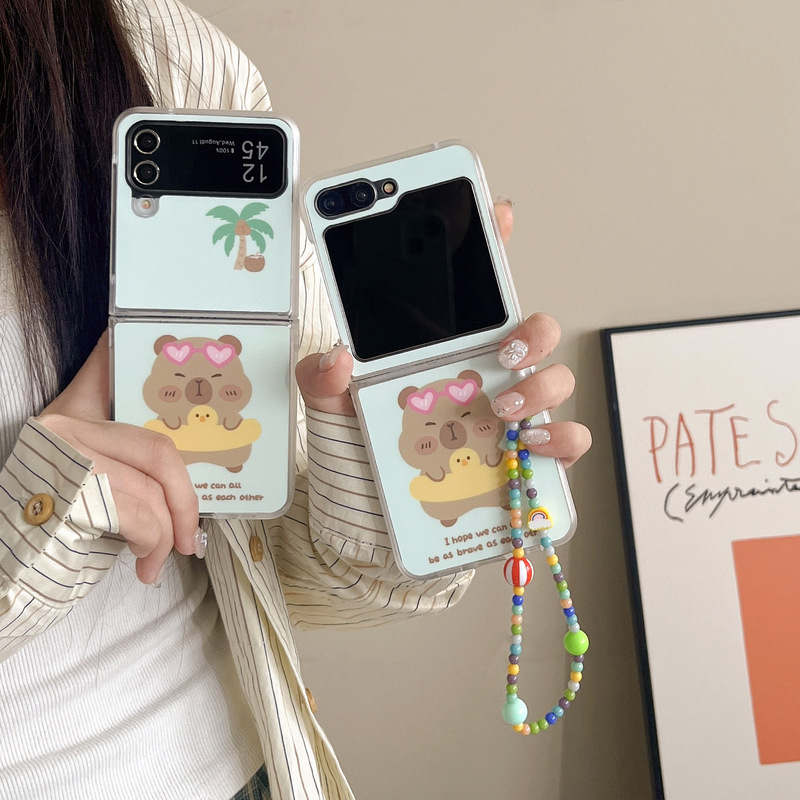 Cute swimming ring bear for Galaxy zflip6/3/4 mobile phone case Samsung 5 folding protection cute