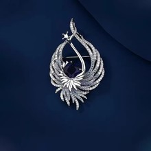 蓝钻高档凤凰水晶胸针大气别针大衣胸花外套配饰礼物 厂家直供