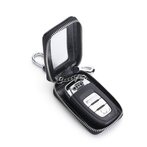 New Genuine Leather Couple Key Bag Large Capacity Mirror Window Women's Car Remote Control Zipper Key Bag Exquisite Retro