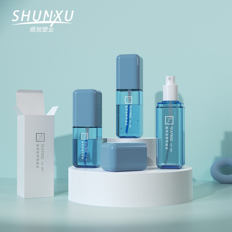 现货80ml100ml120ml透色四方按压乳液瓶分装化妆品水乳喷雾套装瓶