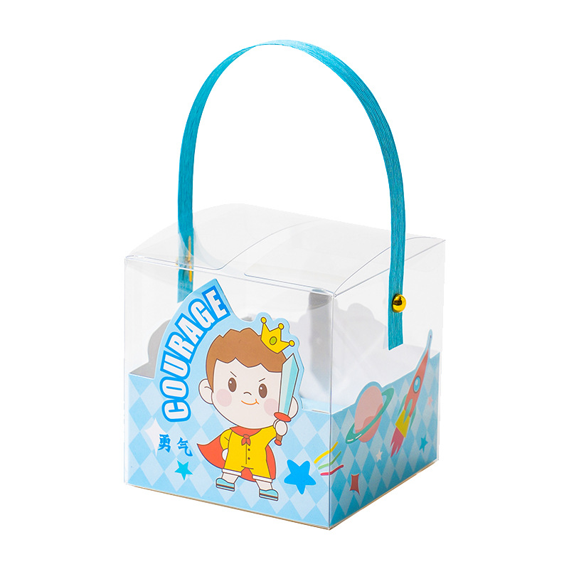 Caja de embalaje de cupcake para niños, caja de embalaje de cupcake transparente, 1 caja de dibujos animados de dulces, galletas