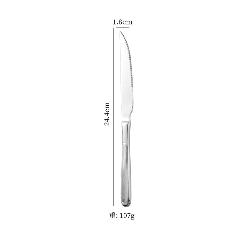 クロスボーダー新品304ストライプステンレスローマ柱食器鏡面ナイフフォーク洋食ステーキスプーンフォークセット|undefined