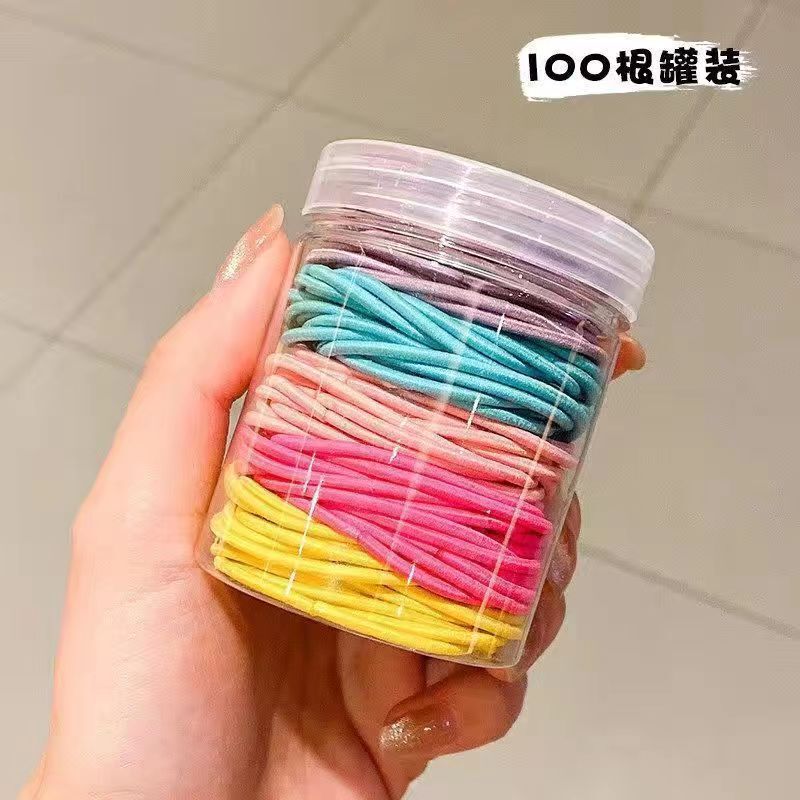 100本の皮筋缶の基礎のシュシュのマカロンの皮筋insの風の高い顔の値の百合のゴムの筋は髪の毛の縄を刺します。|undefined