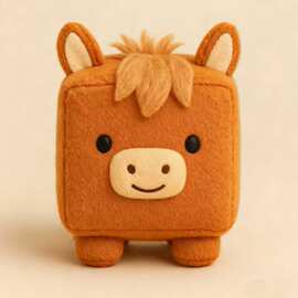 跨境新品 highland cow plush 方块高地牛毛绒玩偶公仔