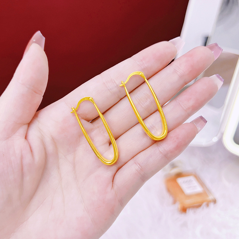 En FORMA DE U gota de agua diseño pendientes de las mujeres pendientes de oro imitación simple todo partido geométrico aleación de cobre moda elegante al por mayor