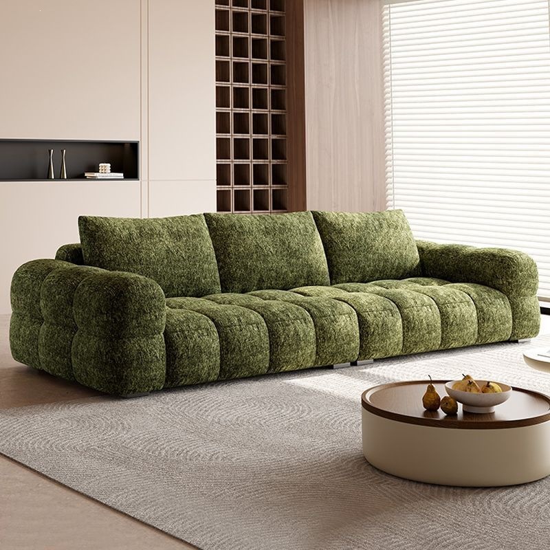 Nuevo moderno sofá de tela minimalista sala de estar casera crema nube puff línea recta sofá de tela de nieve