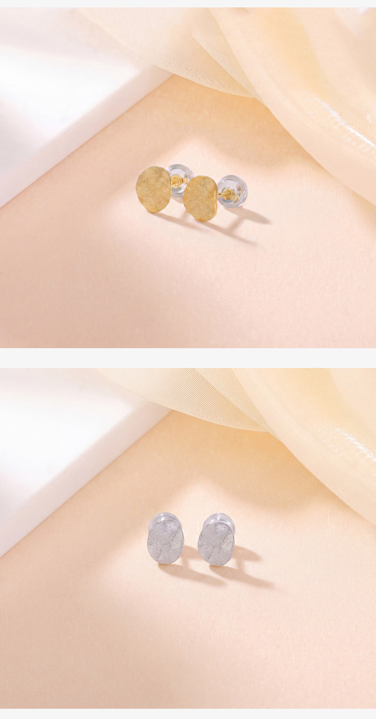 Bông tai hình bầu dục tình yêu cao cấp, thiết kế đơn giản — Kiểu dáng 2 màu bạc chi tiết 4