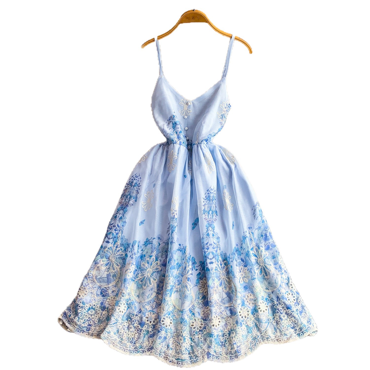 Women's Floral Embroidered V-Neck A-Line Sundress Summer Boho Maxi Dress For City Escape_ecoleips.com