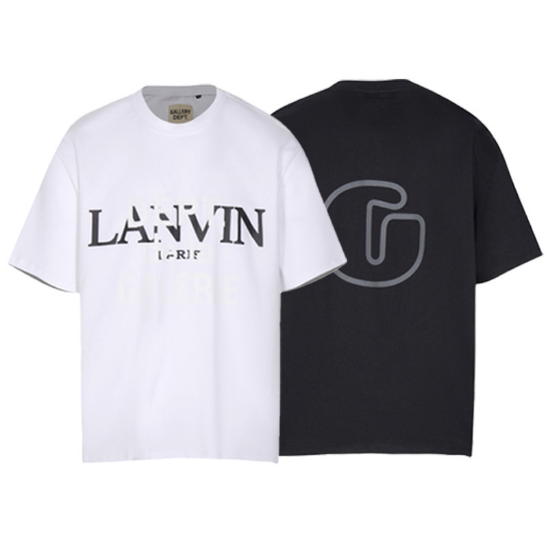 Gallery Dept X Lanvin Double Logo Overlapping Letter Slogan Short-Sleeve American High Street Pure Cotton T-Shirt