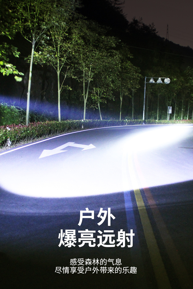 Aluminum Alloy Flashlight with Three Eyes, Ultra-Bright, Long-Range, Outdoor, Rechargeable, Zoomable, Mini Camping Style