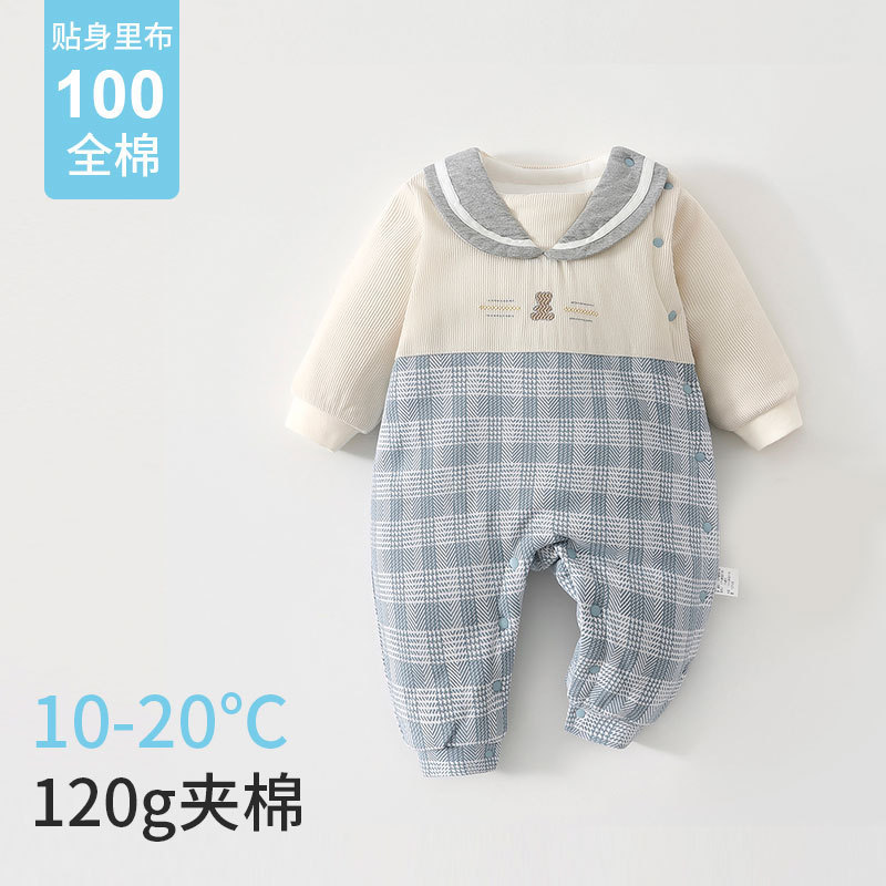 背带小花婴儿衣服新生连体衣120g棉宝宝爬服婴幼儿和尚服哈衣服|undefined