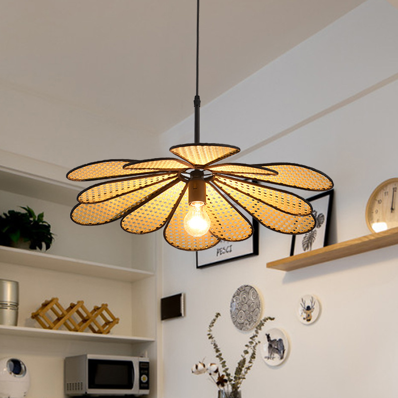Chino Zen ratán lámparas B & B restaurante tranquilo estilo simple diseñador creativo personalidad ratán araña decorativa